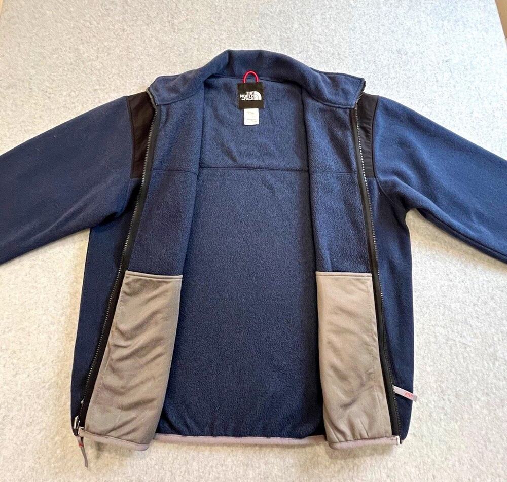 The North Face Mens Full Zip Jacket Stand-Up Collar Blue/Black Size L